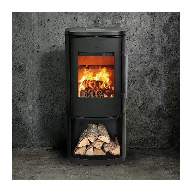 Piec wolnostojący żeliwny MORSO 8893 z wysokim pojemnikiem na drewno 6,3kW