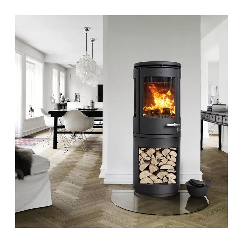 Piec wolnostojący żeliwny MORSO 7993 z wysokim pojemnikiem na drewno 7,3kW