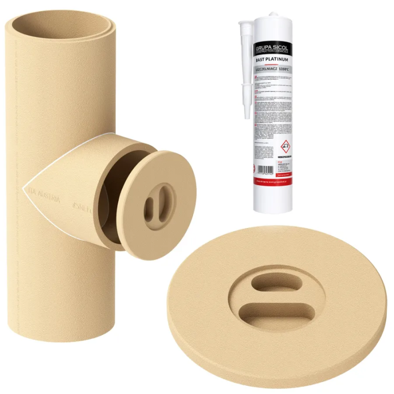 Zaślepka trójnika 140-200 wkład zatyczka dekiel na komin ceramiczny + klej 2kg
