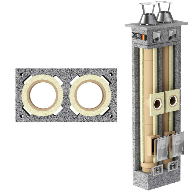 Komin ceramiczny Scheier Dual Uniwersal Max fi 160 + 160 15m
