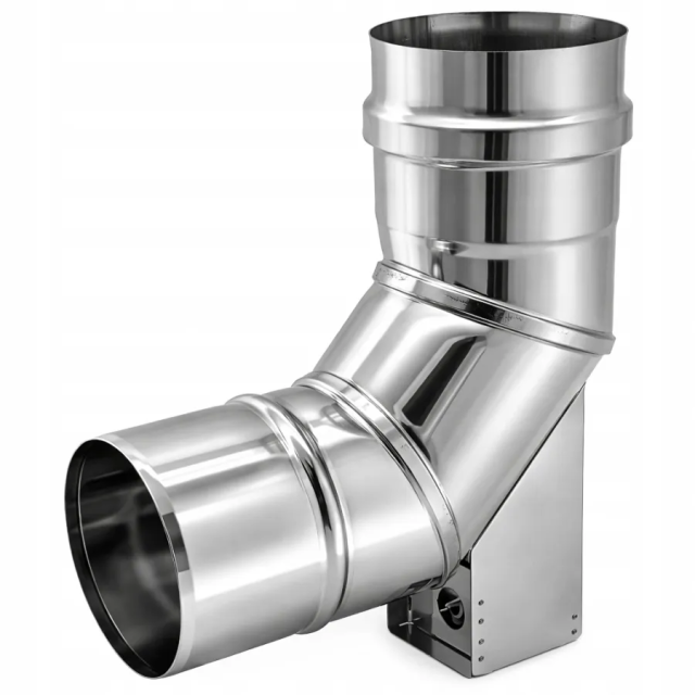 Kolano Turbo fi 80 z podporą komin gaz INOX