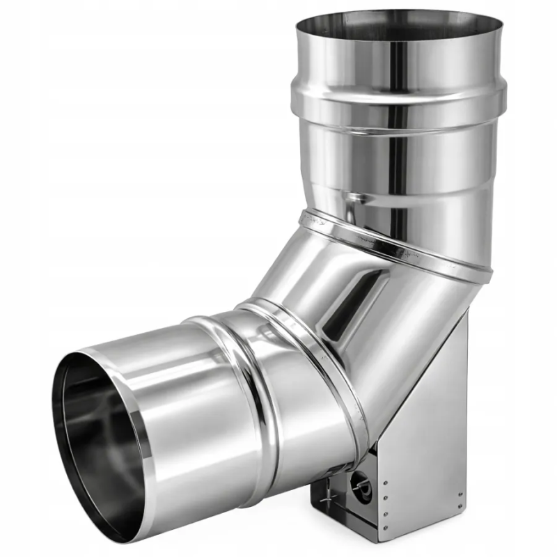 Kolano Turbo fi 80 z podporą komin gaz INOX