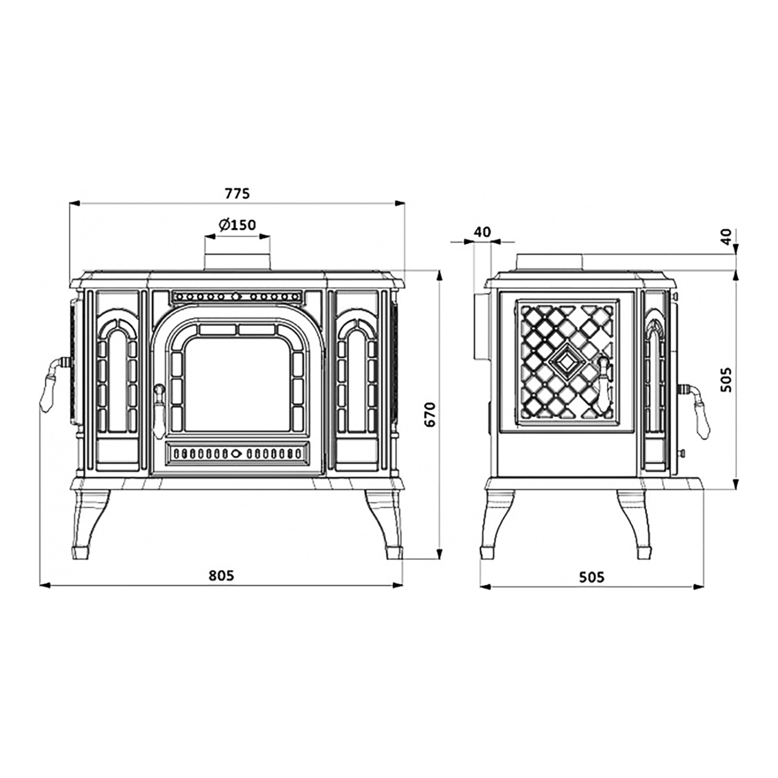 Piec wolnostojący żeliwny KAWMET P7 LB ECO 10,5kW