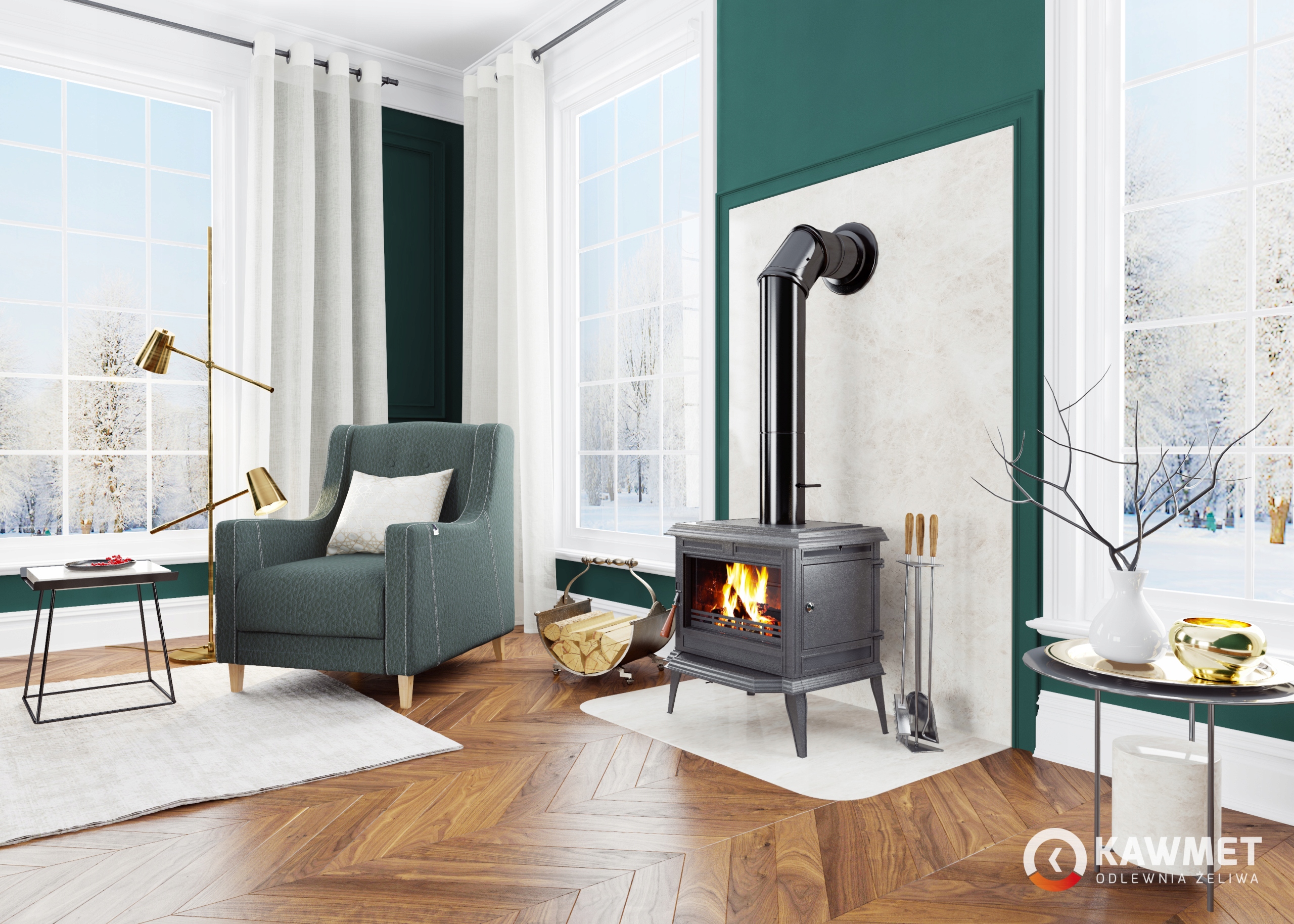 Piec wolnostojący żeliwny KAWMET Premium ATHENA S12 ECO 12,3kW