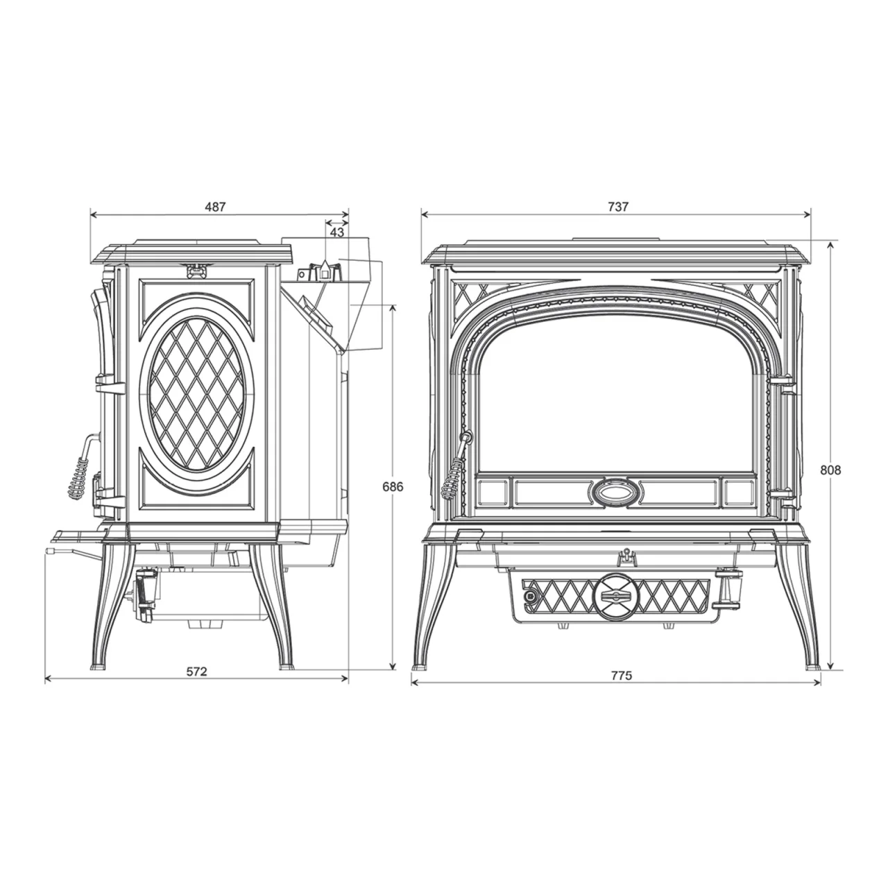 Piec wolnostojący żeliwny KAWMET Premium SPHINX S6 ECO 13,9kW