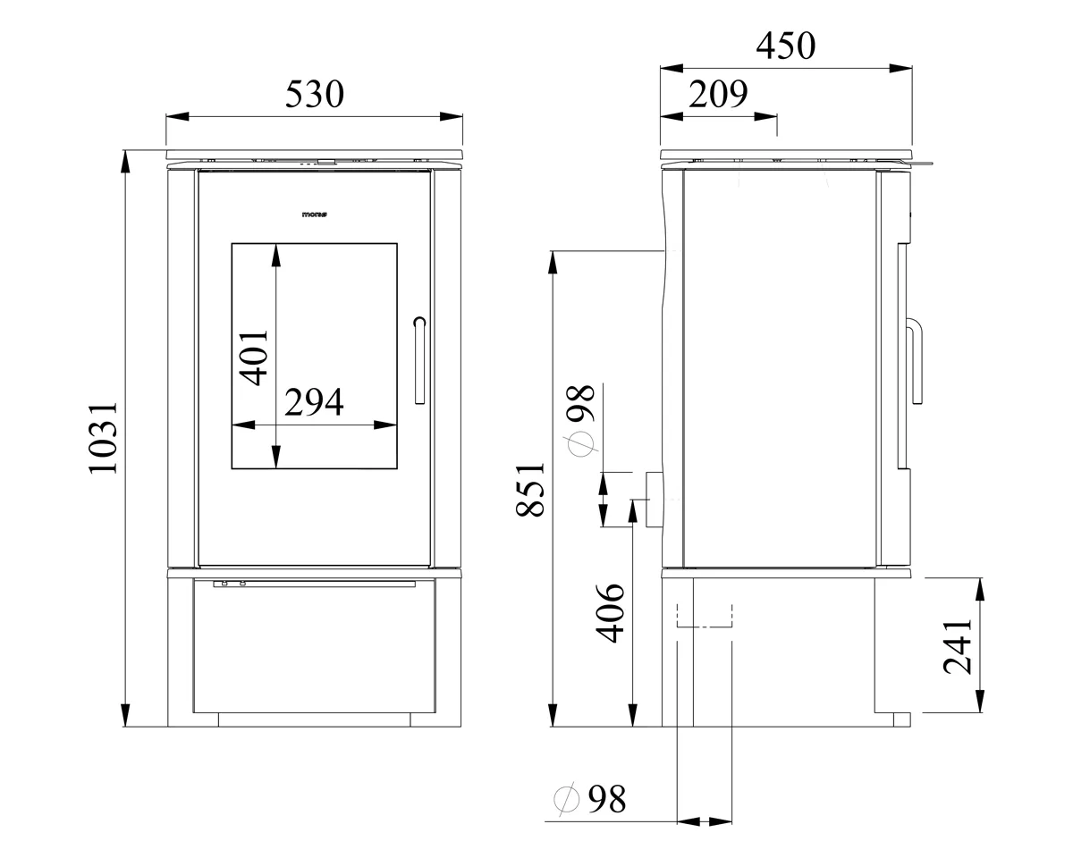 Piec wolnostojący żeliwny MORSO 8143 z miejscem na drewno 6,3kW