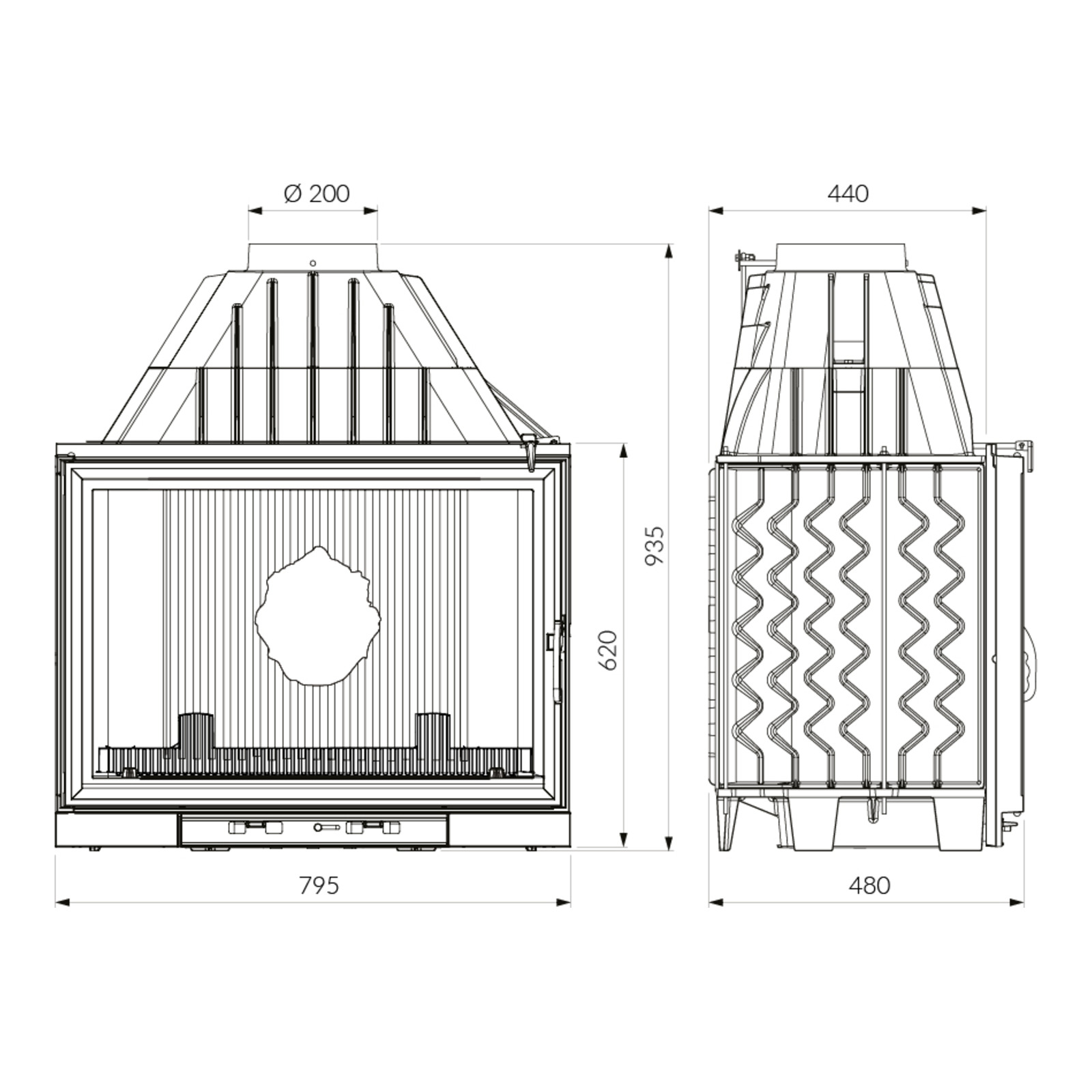 Wkład kominkowy żeliwny KAWMET W8 ECO 17,5 kW